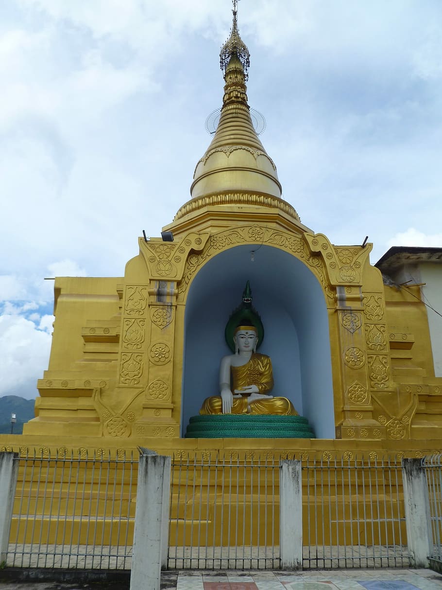 Burmese, Buddha, Temple, Buddhism, religion, gold colored, spirituality, statue, gold, architecture