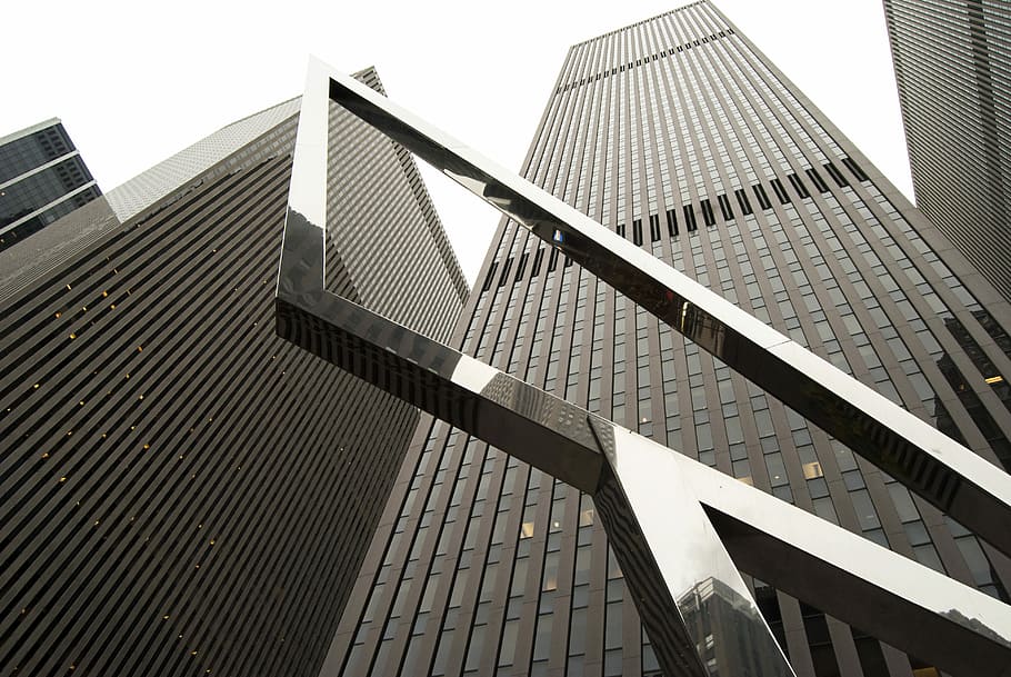 新しい, ニューヨーク市, 灰色, 高層ビル, クロム, 都市, ニューヨーク, 米国, 超高層ビル, 建築