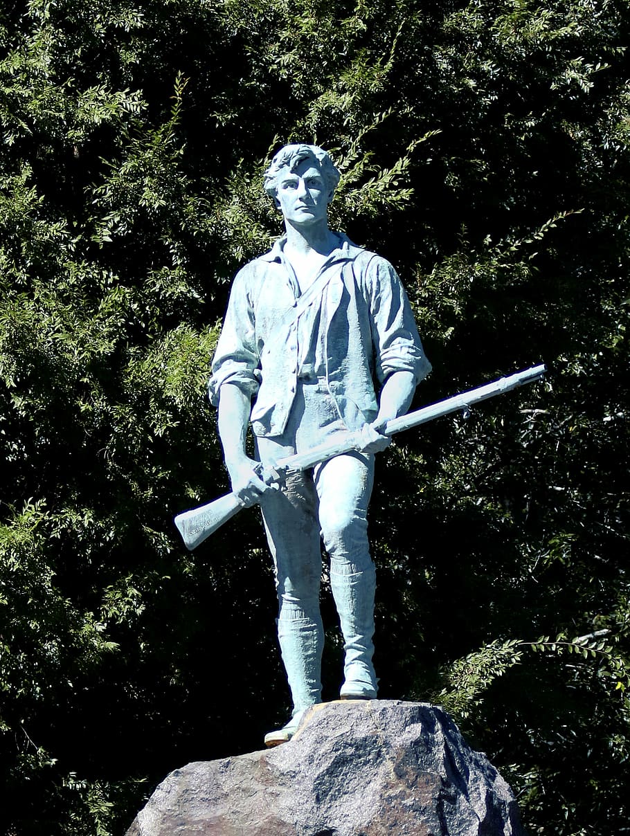 statue, minuteman, lexington massachusetts, history, war, revolution, america, rifle, militia, patriot