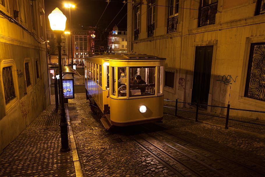 Tram, Lisbon, Portugal, cable Car, transportation, street, urban Scene, mode of Transport, city, public Transportation