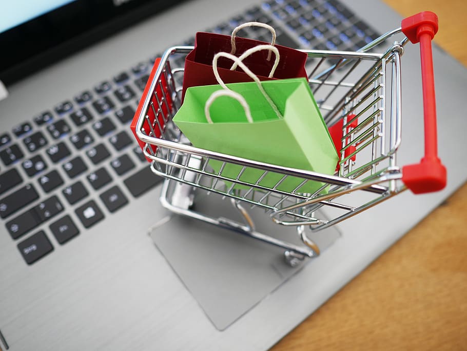 carrinho de compras, compras, laptop, supermercado, negócios, on-line, lista de compras, ordem, lista, consumo