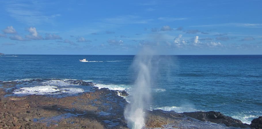 Kauai, Sprouting, Horn, Geyser, Hawaii, sprouting horn, vacation, nature, landscape, beach