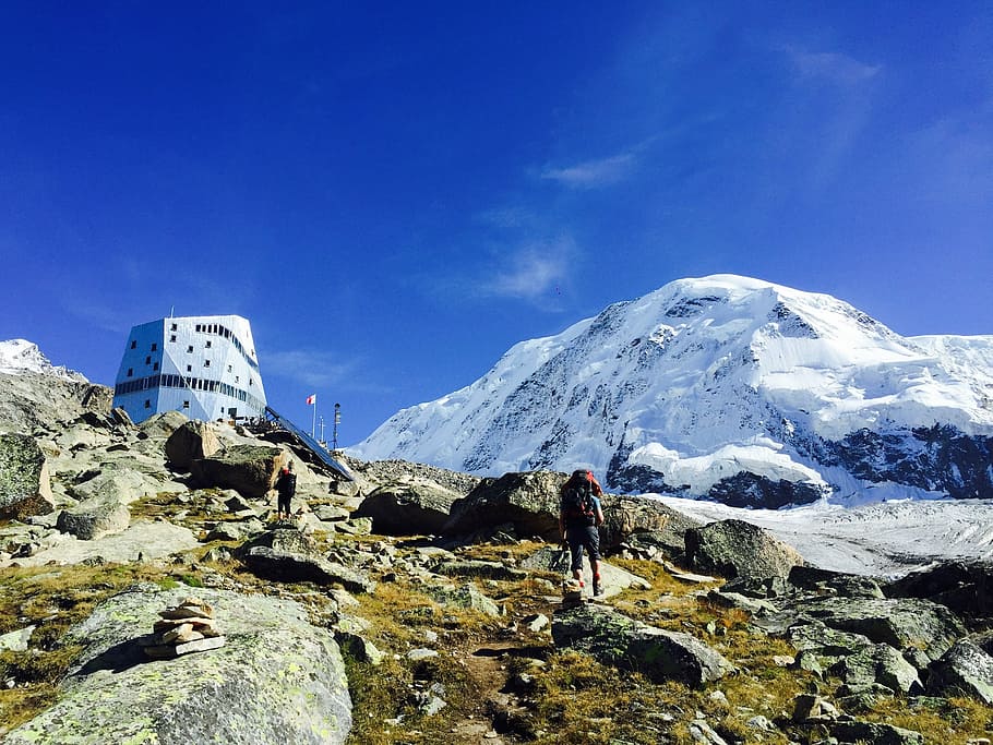 monte rosa hut, zermatt, snow, valais, series 4000, landscape, high mountains, switzerland, mountain, leisure activity