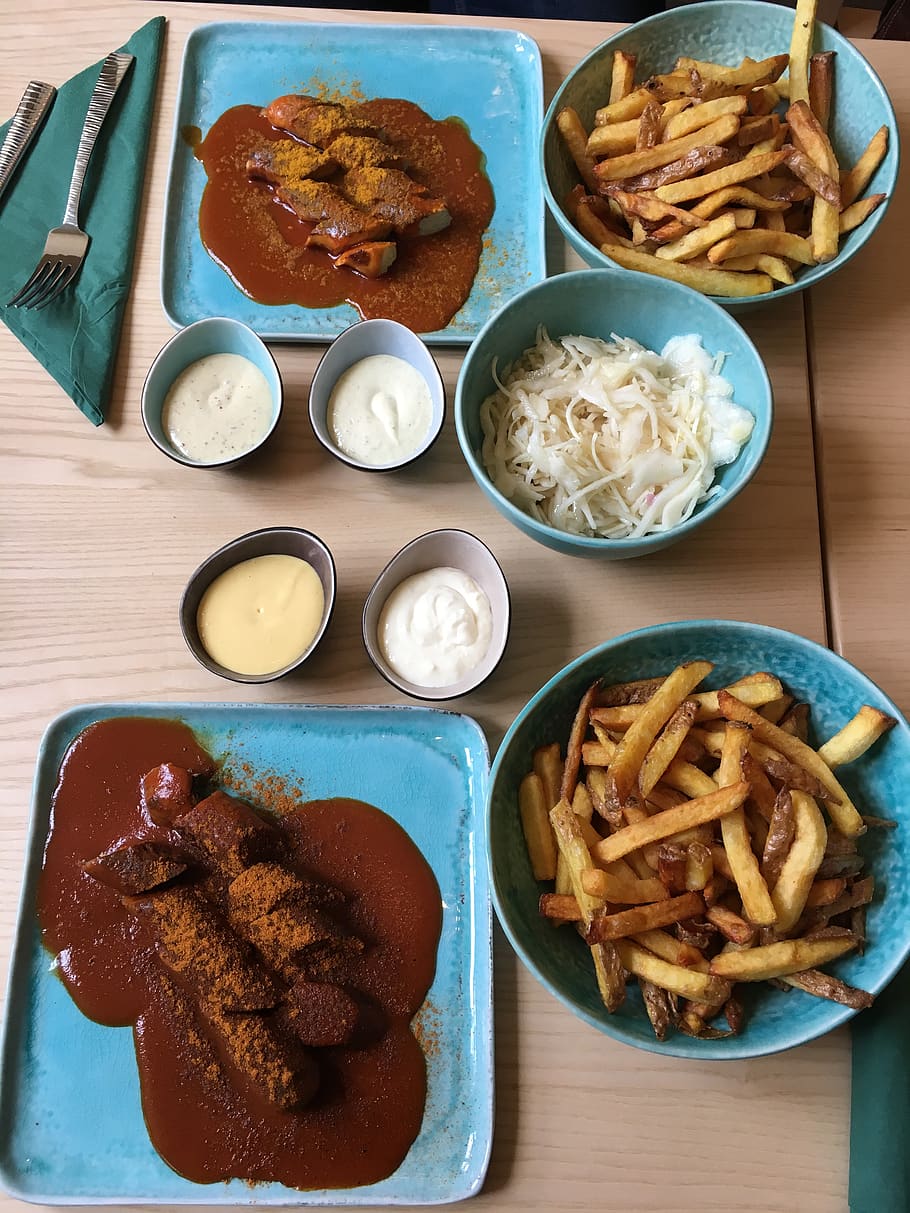 currywurst, eat, french, nutrition, food, hearty, fast food, calories, gastronomy, food and drink