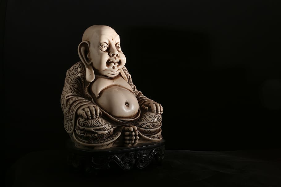 ceramic buddha figurine, buddha, buddhism, chinese, pu-tai, stone, figure, thai, asian, asia