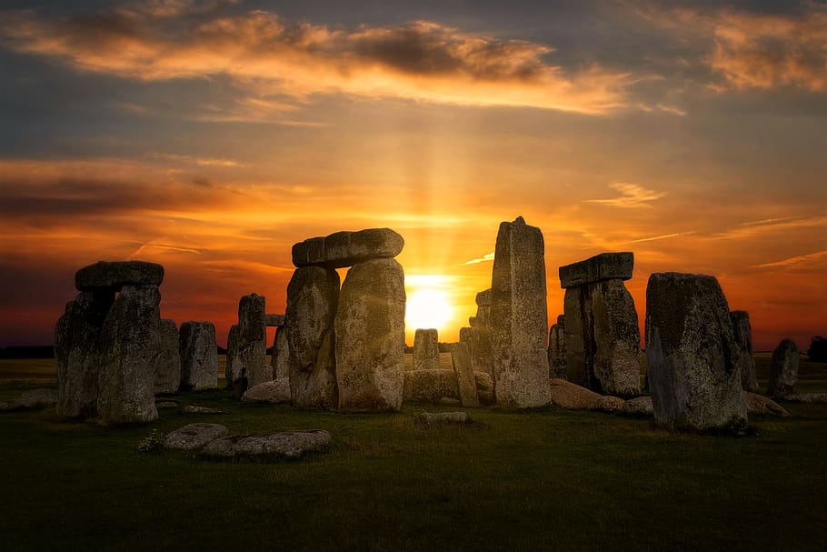 stonehenge, perjalanan, wisata, inggris, pemandangan, misteri, druid, bidang, situs, warisan