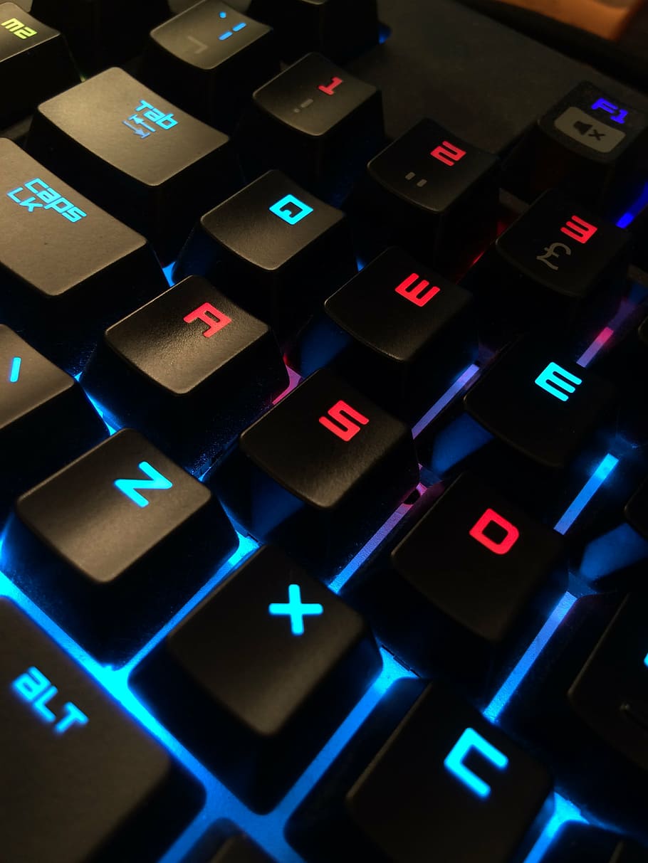 close, view, black, mechanical, keyboard, gamer, computer, technology, pc, online