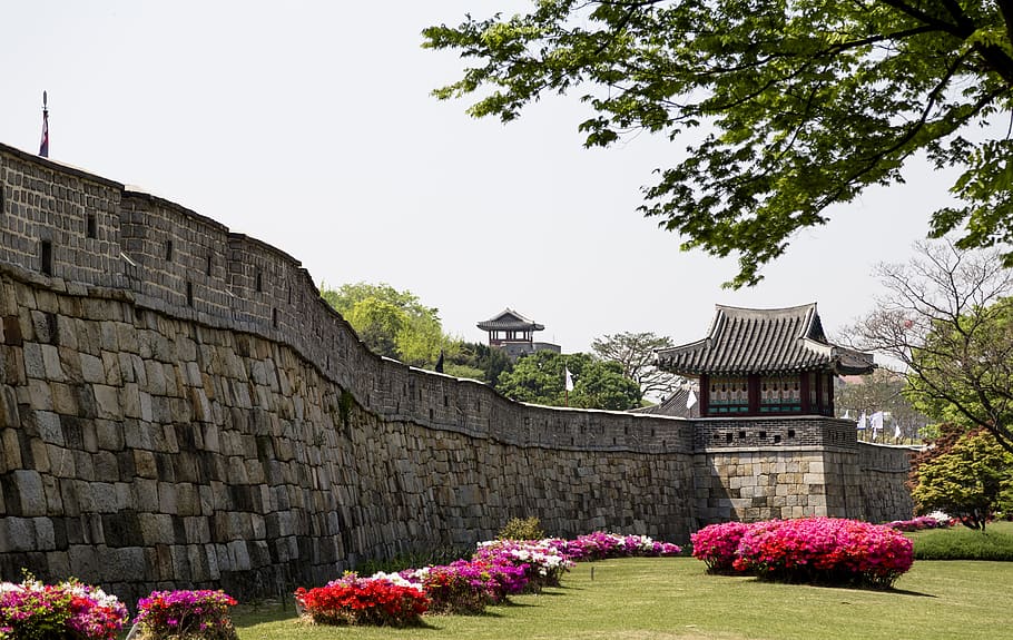 a heart-madonna, coreia, república da coreia, suwon, suwon hwaseong, unesco, herança cultural mundial, castelo, planta, arquitetura