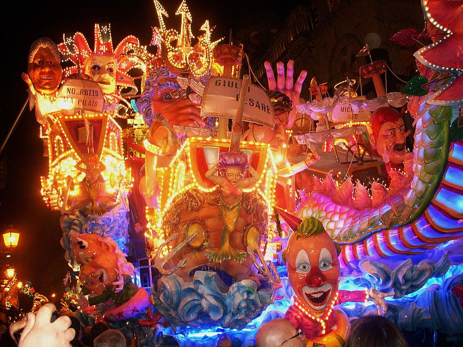 floats, carnival season, Spectacular, carnival, season, Acireale, Italy, carnevale, photos, lights