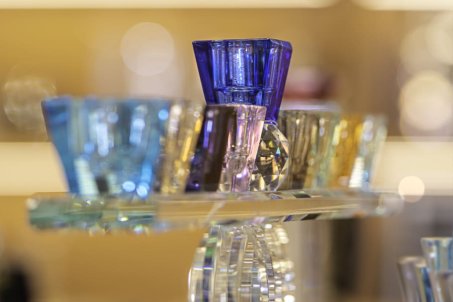 candelabro, contemporáneo, artesanía, vidrio, transparente, jánuca, sostenedor, colorido, judío, judaísmo