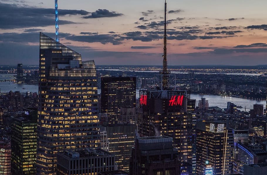 taken, top, rock, new, york city, Night shot, Manhattan, from the Top, Top Of The Rock, Rockefeller Centre
