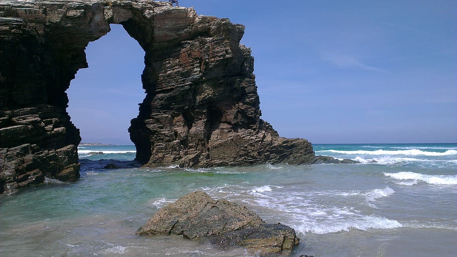 Playa, Ribadeo, Arco, playa de las catedrales, galicia, belleza, rocas, mar, roca - objeto, formación rocosa
