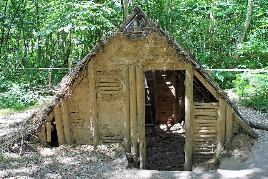cabana de madeira marrom, Wattle And Daub, Bungalow, Cabine, construído, chalé, construção, casa de campo, país, campo
