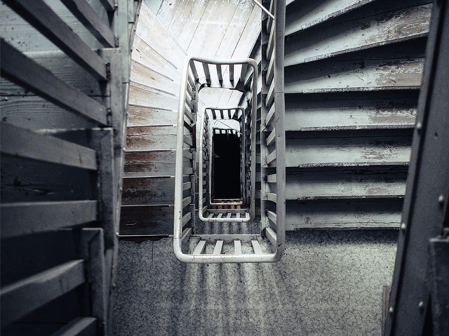 escada, degraus, arquitetura, degraus e escadas, estrutura construída, corrimão, espiral, escada em espiral, interior, sem pessoas