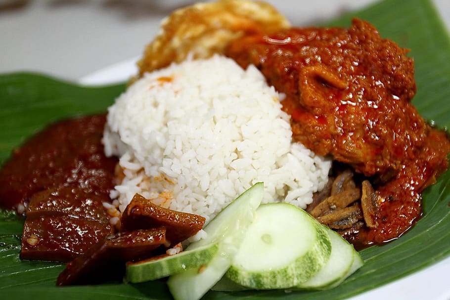 food, nasi lemak, asia, malaysia, malay, dish, meal, spicy, sambal, food and drink