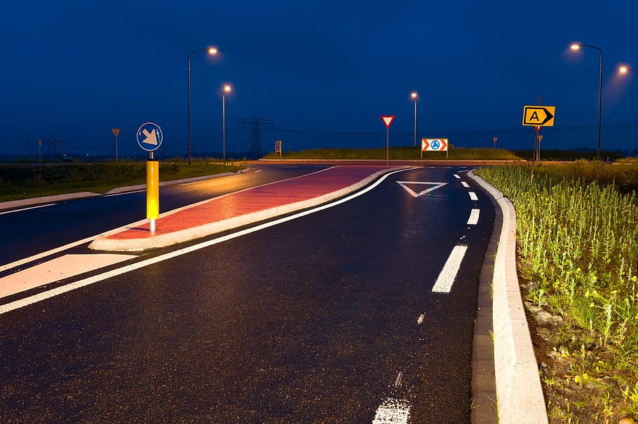 Road Surface, Reflection, Groningen, road, road surface reflection, poly civil, transportation, night, illuminated, speed