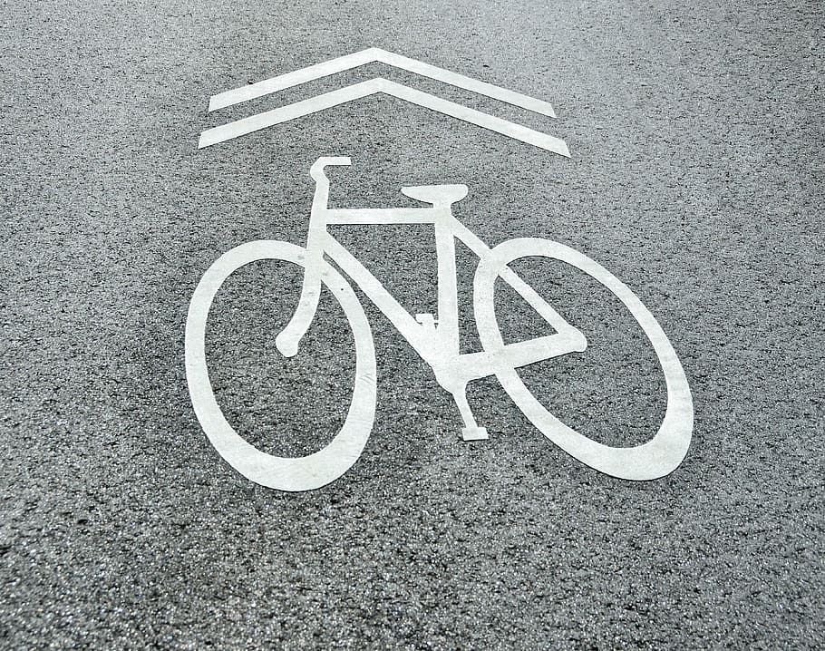 自転車レーンサイン, 自転車サイン, シンボル, 道路, 通り, 自転車, 交通機関, 環境, 交通, サイクリスト