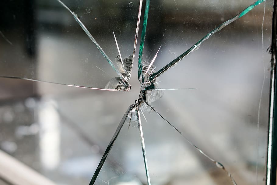 vidrio agrietado, vidrio, roto, fragmentado, agujero, grieta, disco, ventana, rotura de vidrio, divisor