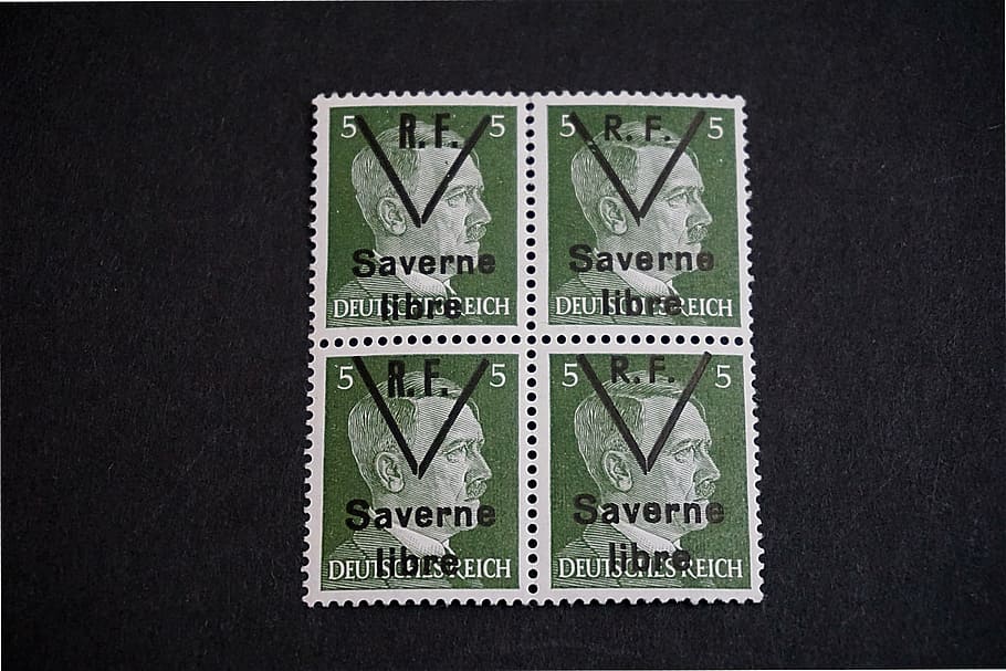 four, 5 saverne postage stamps, black, surface, philately, stamps, historic character, history, war, release saverne
