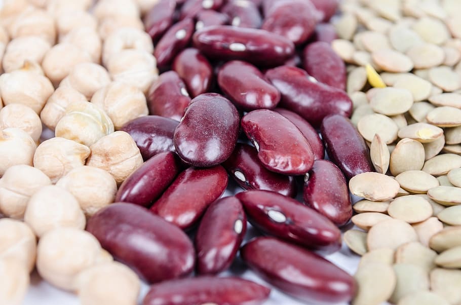 red kidney beans, agriculture, assortment, background, bean, black, brown, cereal, chickpea, close-up
