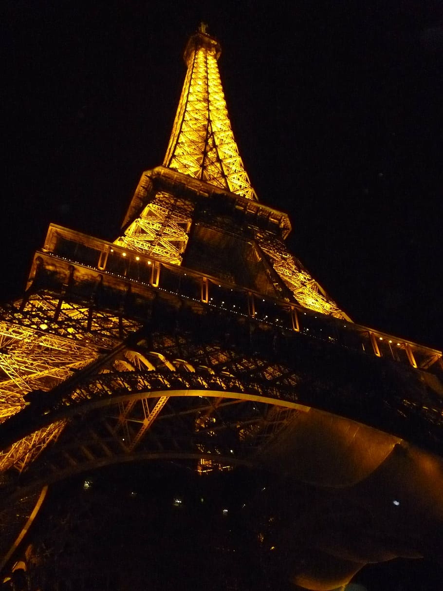 torre eiffel, paris, monumento, noite, luzes, colorido, símbolo, estrutura, paisagem urbana, marco