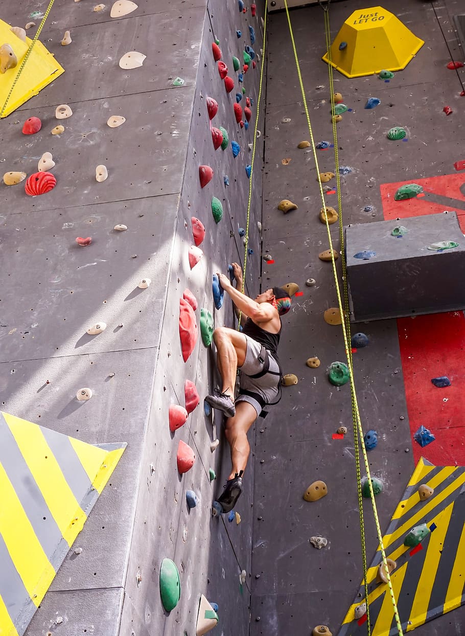 panjat tebing, olahraga, kekuatan, batu, aktif, aktivitas, pendaki, kuat, dinding, dalam ruangan