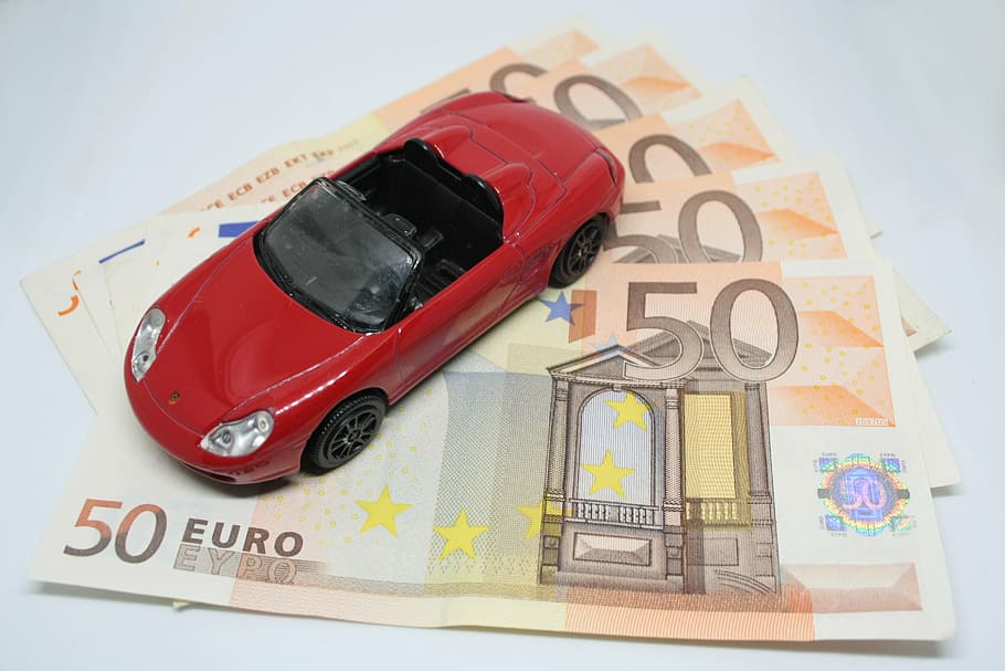 red, die-cast car, 50 euro banknotes, machine, ferrari, toy car, red toy car, red car, auto, machines