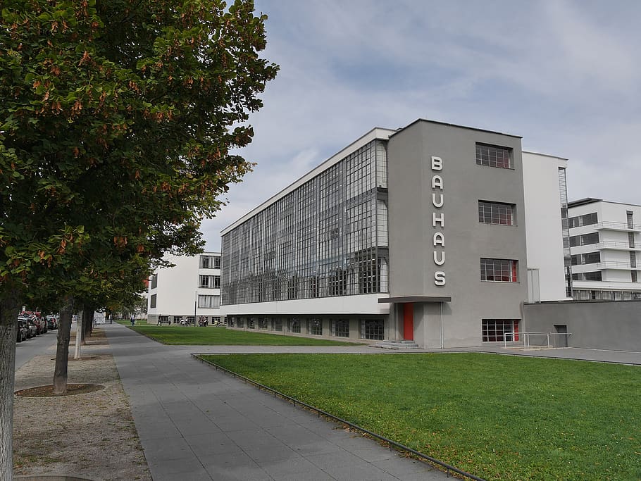 Dessau, Saxônia, Anhalt, Bauhaus, Gropius, Elba, Saxônia-Anhalt, exterior do edifício, plantar, arquitetura