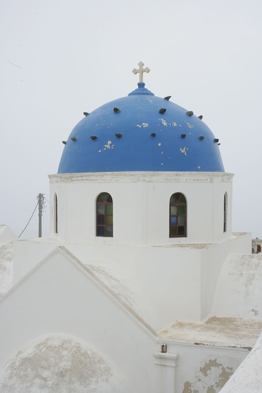 greece, blue, travel, oia, santorini, church, cyclades, mediterranean, built structure, religion