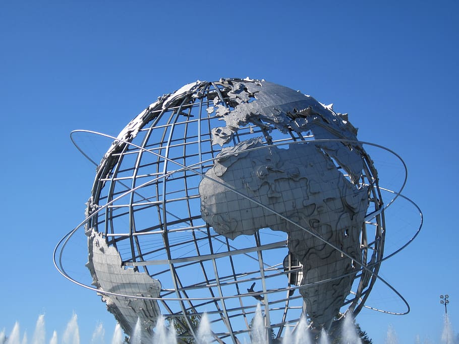 Globe, Unisphere, New, York, park, new, york, sphere, landmark, men, black