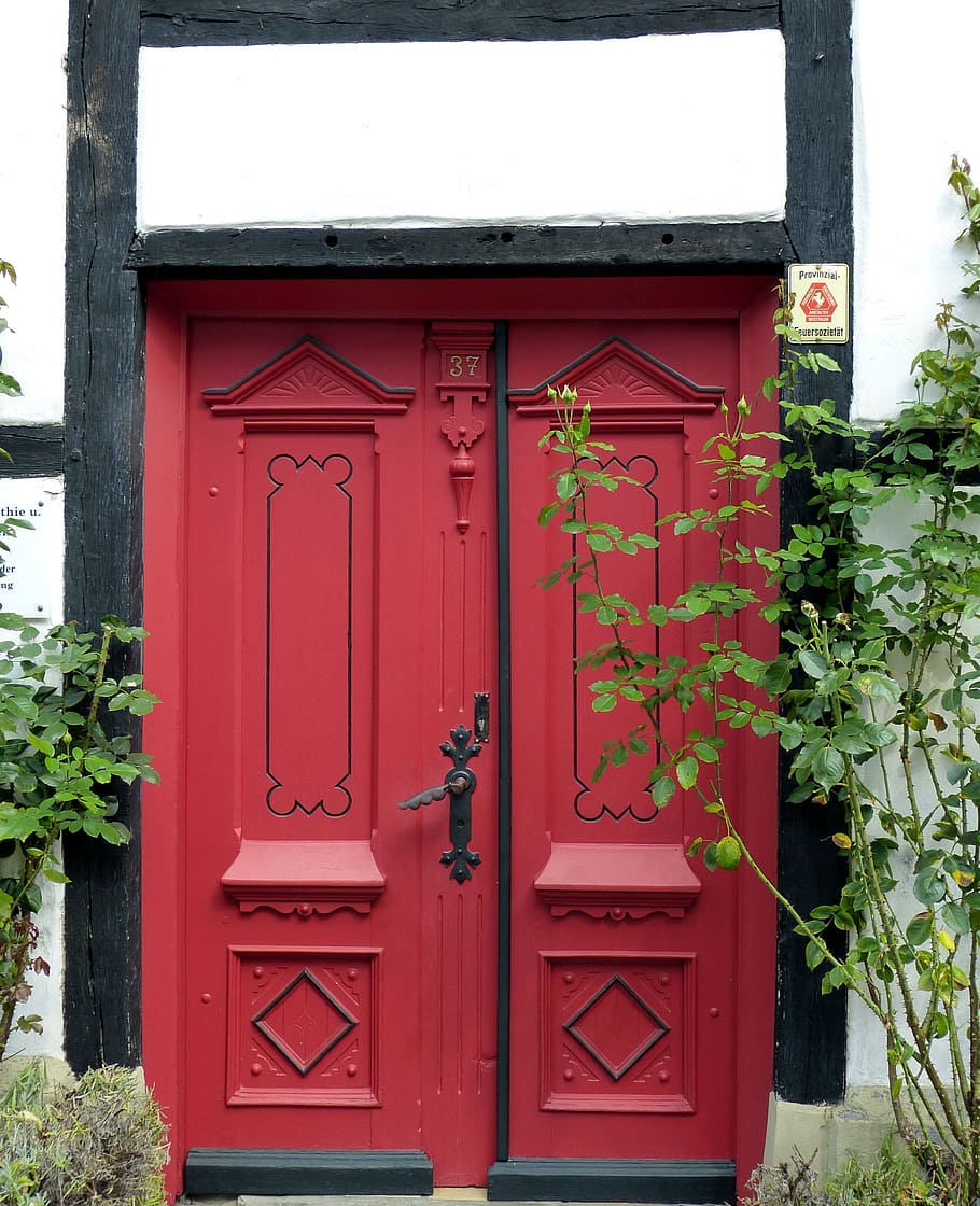 door, goal, house entrance, wood, front door, gate, historically, truss, input, rheda-wiedenbrück