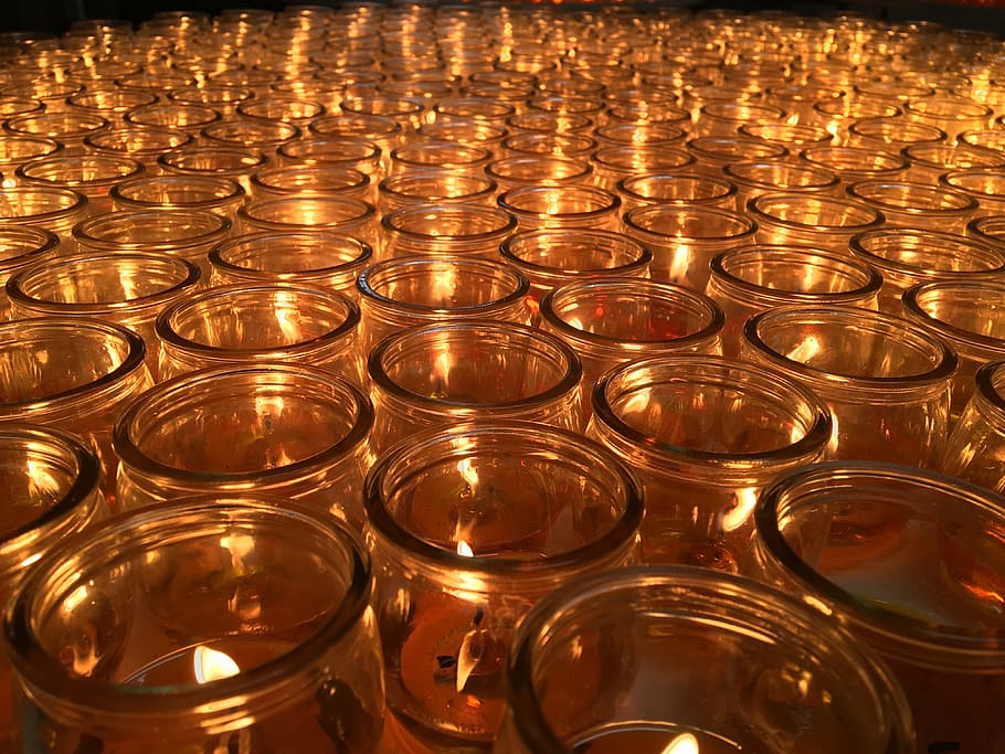 candlelit, night, qi atmosphere, indoors, large group of objects, full frame, glass - material, abundance, gold colored, backgrounds