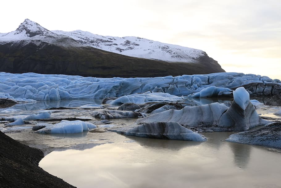 islandia, es, vatnajokull, gletser, suhu dingin, musim dingin, air, scenics - alam, ketenangan, beku