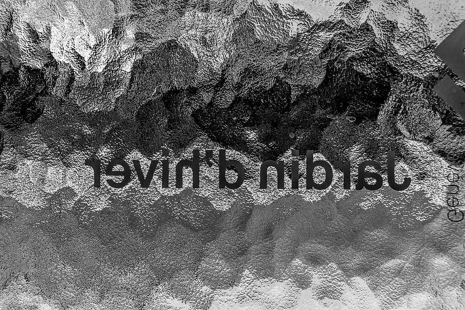 untitled, rock, outside, glass, black, white, black and white, text, western script, communication