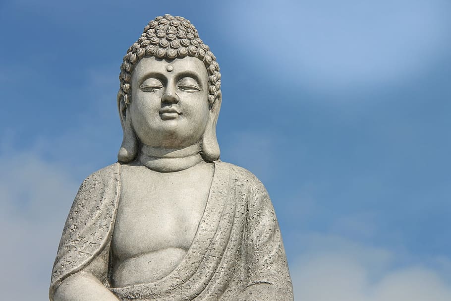 gray, buddha statue, blue, sky, daytime, buddha, statue, buddhism, asia, siddhartha gautama
