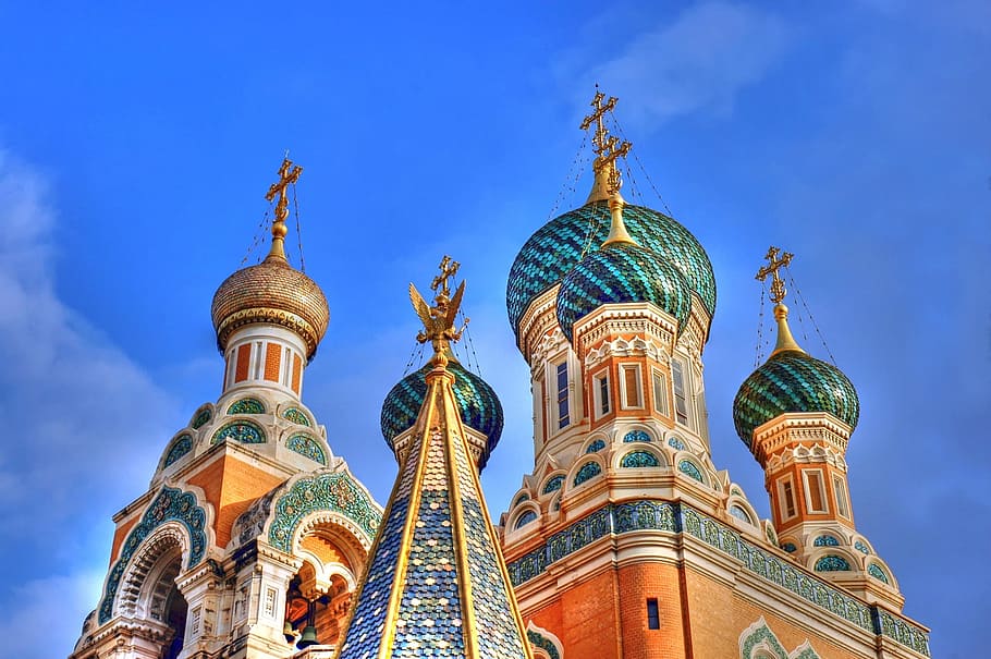 green, blue, concrete, church, daytime, nice, basilica, russian basilica, tourist attraction, attraction