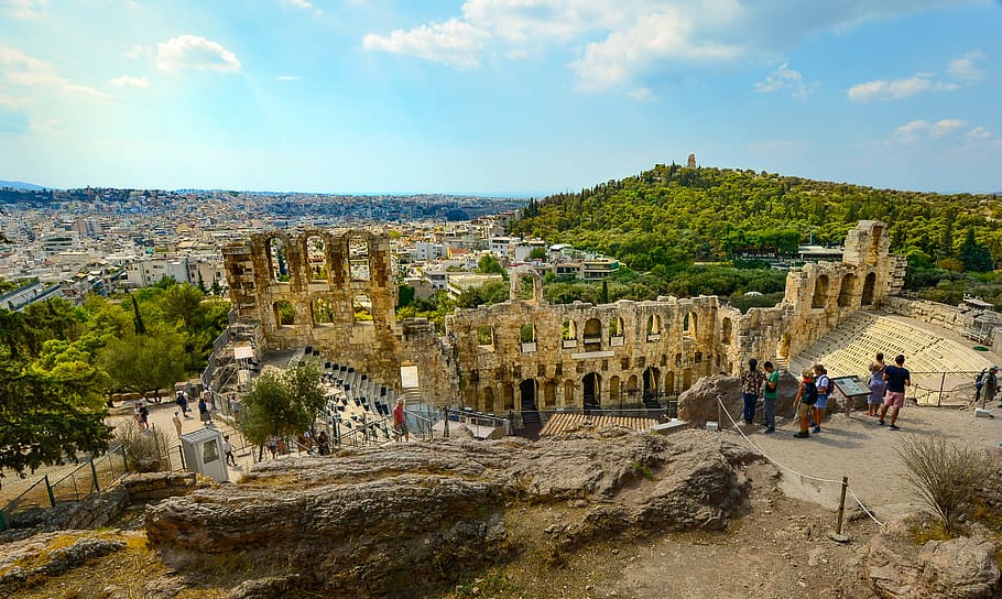 Athens, Greece, Greek, Acropolis, athens, greece, theater, temple, view, skyline, parthenon