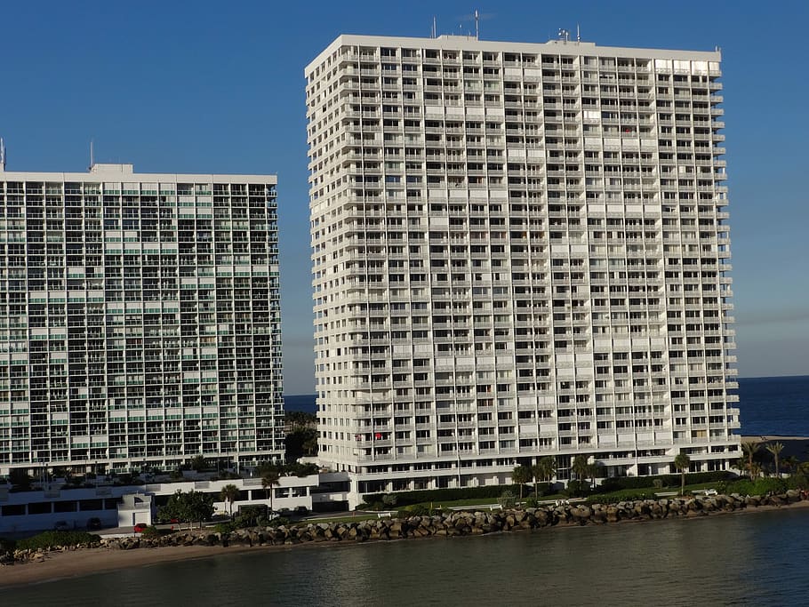 Arranha-céus, Condomínios, Edifícios, Lauderdale, arquitetura, construção, projeto de arquitetura, estrutura, projeto, moderna
