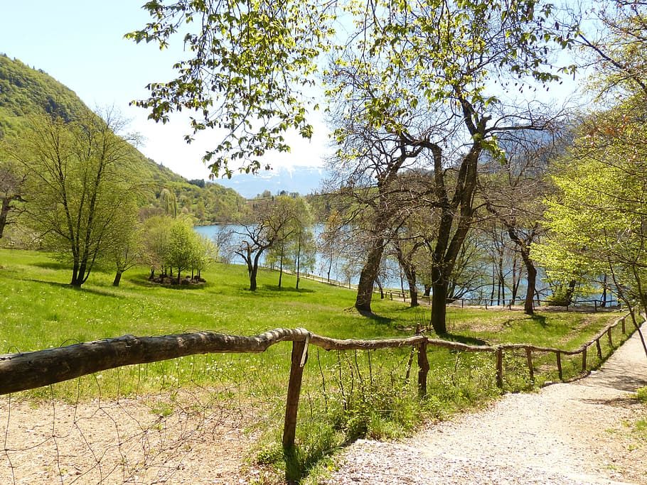 away, path, trail, idyll, tenno lake, lake, waters, italy, landscape, nature