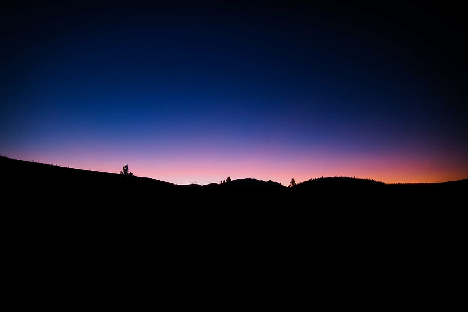 silhouette of mountain, sunset, dark, mountain, highland, landscape, nature, cloud, sky, silhouette