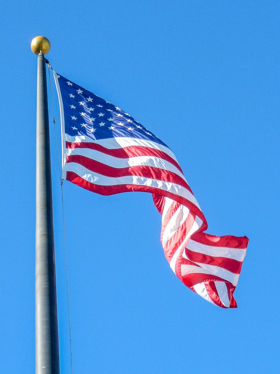 Estados Unidos, bandera, blueskies, americano, rojo, azul, América, blanco, símbolo, nacional