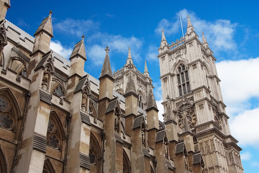 low-angle photography, brown, concrete, structure, Westminster, Abbey, Architecture, westminster, abbey, britain, building