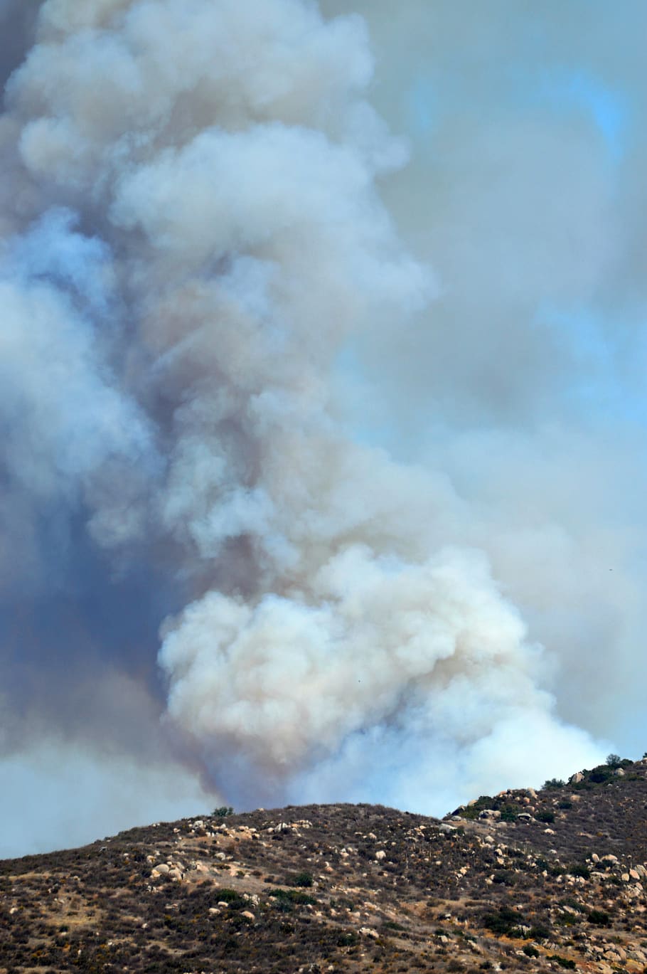 wildfire, smoke, heat, hot, fire, danger, usa, hills, mountains, california