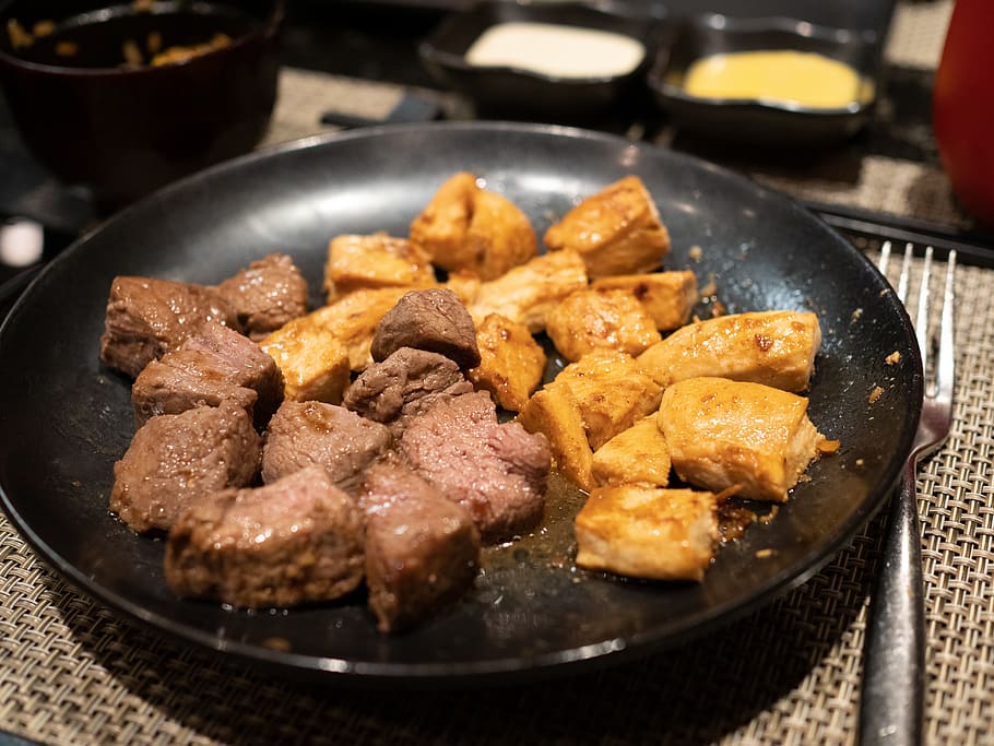 beef, chicken, teriyaki, japanese, hibachi, grill, cooking, meat, food, dinner