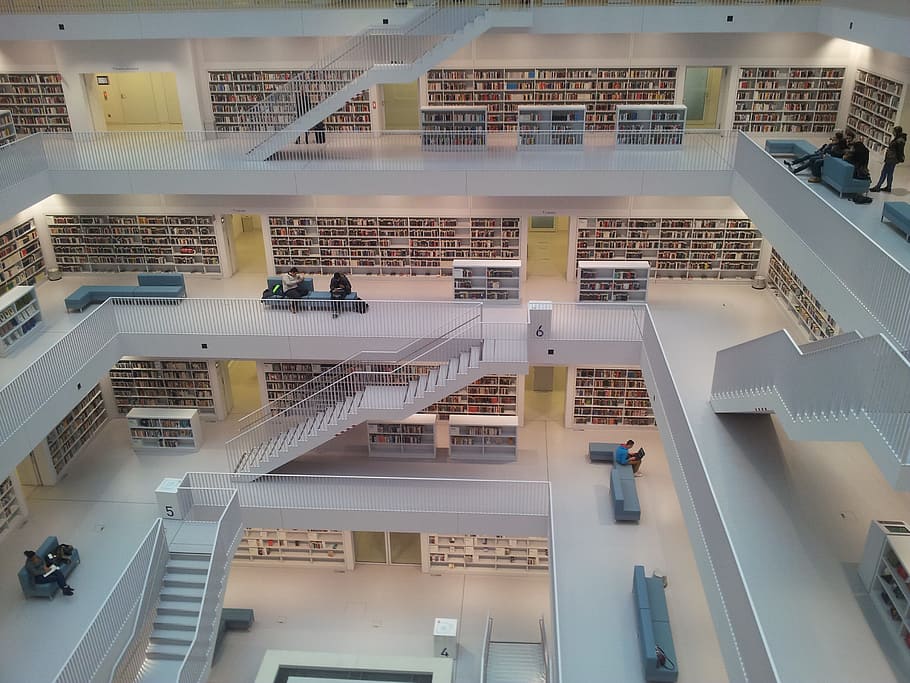 Library, Stuttgart, Architecture, know, learn, read, study, modern, city, urban