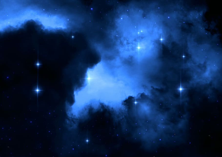 azul, preto, nuvens, astronomia, espaço, constelação, galáxia, uma jornada de descoberta, plêiades, estrela