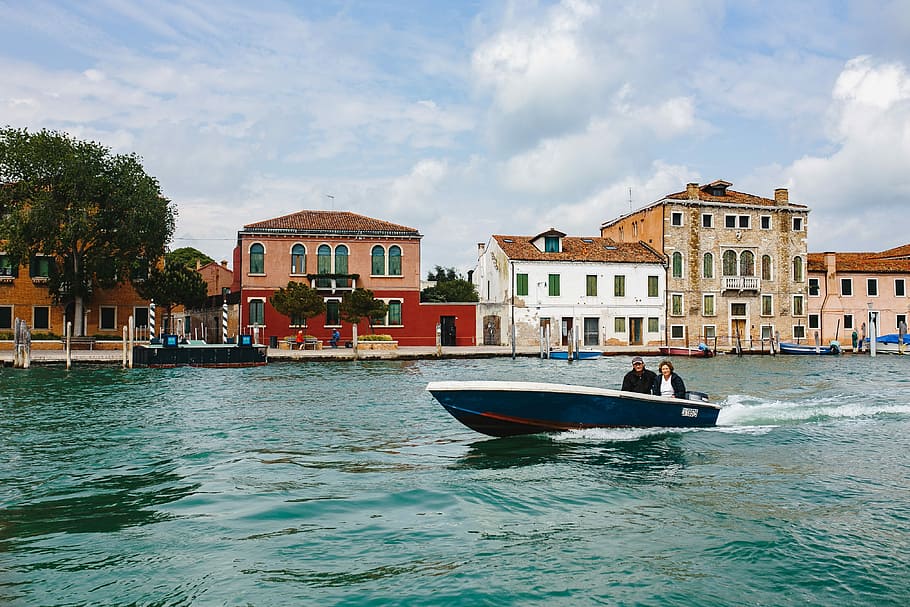 Hermoso, colorido, isla de Murano, Murano, isla, Italia, agua, vacaciones, arquitectura, edificios