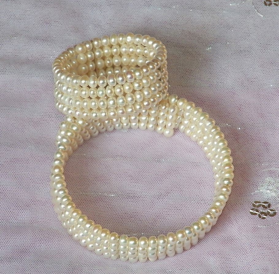 two, pearl bracelets, Pearl, Choker, Necklace, Bracelet, White, pearl choker, necklace, accessory, choker