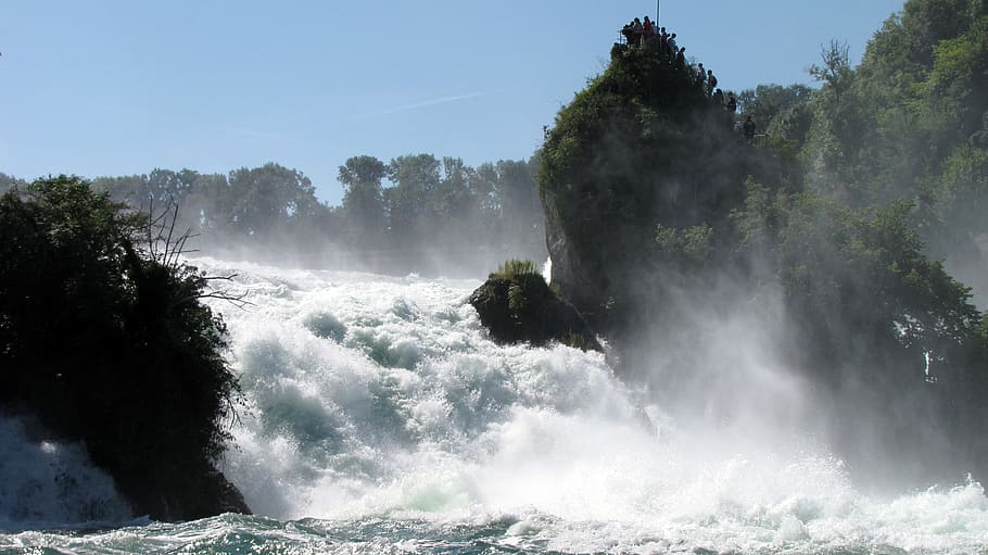 Schaffhausen, Rhine Falls, Switzerland, rhine, waterfall, water, river, wild, white water, foaming