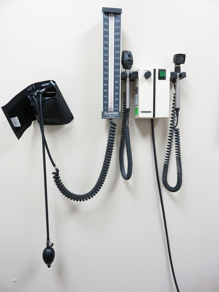 negro, estetoscopio, blanco, superficie, presión arterial, hipertensión, equipo, salud, médico, alta